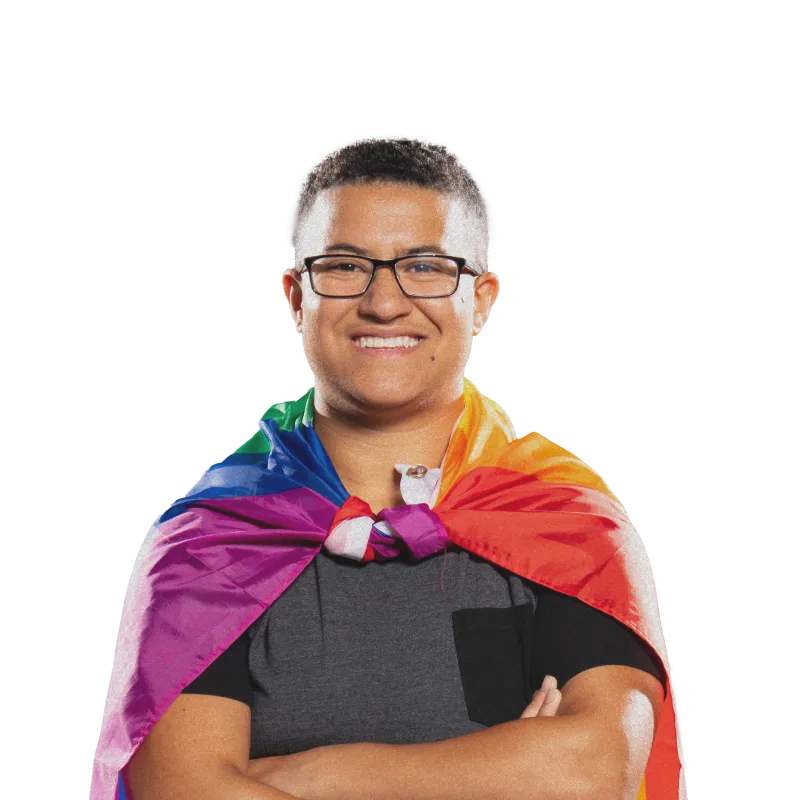 Student with LGBT flag